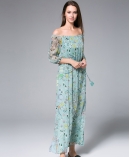 Floral-Print silk crinkle maxi dress